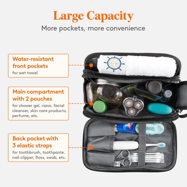 Neceser de Viaje Lifewit para Hombre y Mujer, Estuche de Maquillaje Grande, Organizador de Baño y Viaje, Bolsa de Aseo Impermeable, Mediano, Negro Embalaje Deteriorado Online