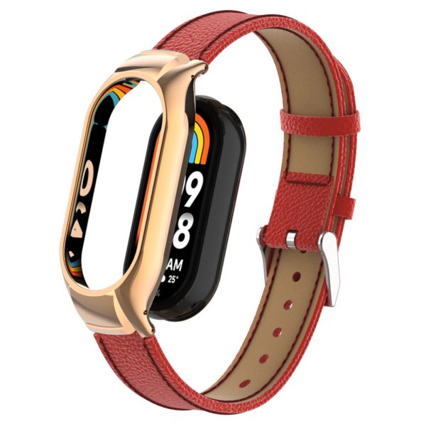 For Xiaomi Smart Band 8 Watch Band Genuine Cow Leather Sports Strap with Metal Frame Case For Cheap