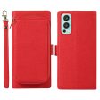 For OnePlus Nord 2 5G Magnetic Detachable Zipper Card Bag 2-in-1 Litchi Texture PU Leather Cover Overall Coverage Phone Stand Wallet Case with Strap Online