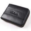 GUBINTU Top Layer Cowhide Leather Zipper Men Folding Wallet RFID Blocking Cards Cash Carrying Bag Sale