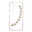 Bi-color Anti-Drop Soft TPU Phone Case with Pearl Hand Strap for Samsung Galaxy S21 5G 4G Online now