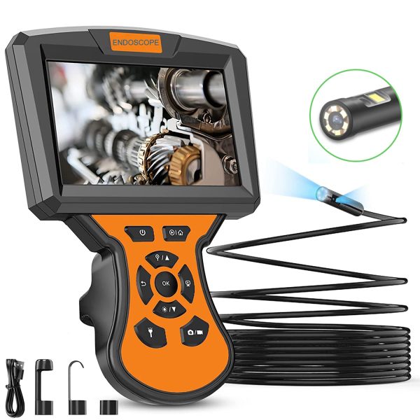 M50 5m Hard Wire Industrial Endoscope 5mm Dual-lens 7-LED Borescope Inspection Camera 5   IPS Screen Online now