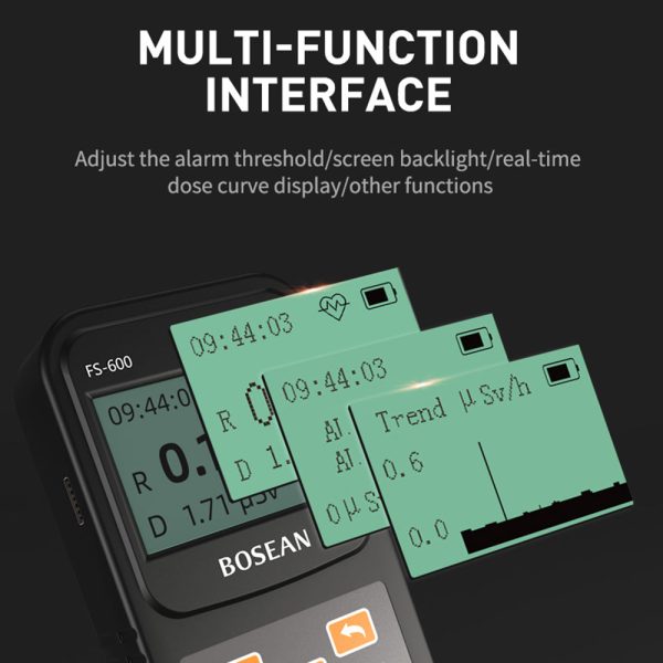 BOSEAN FS-600 Nuclear Radiation Detector Geiger Counter X-ray Beta Gamma Tester GM Counter Dose Rate Real-time Dosimeter Online Hot Sale