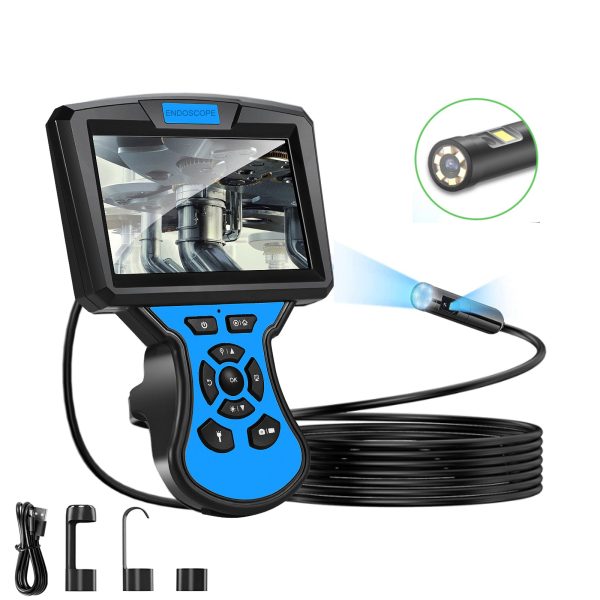 M50 Industrial Endoscope Camera 1m Hard Wire 5   IPS Screen 7-LED Inspection Borescope 5mm Dual-lens Cheap