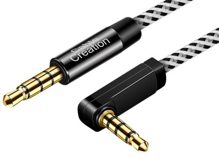 CABLECREATION CC0363 3m 3.5mm Male to 3.5mm Male Elbow Cable Braided Stereo Audio Cord on Sale