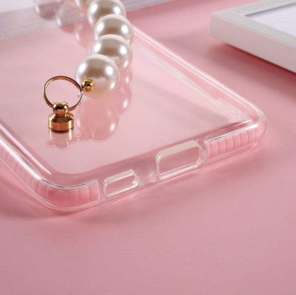 Bi-color Anti-Drop Soft TPU Phone Case with Pearl Hand Strap for Samsung Galaxy S21 5G 4G Online now