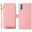 For OnePlus Nord 2 5G Magnetic Detachable Zipper Card Bag 2-in-1 Litchi Texture PU Leather Cover Overall Coverage Phone Stand Wallet Case with Strap Online