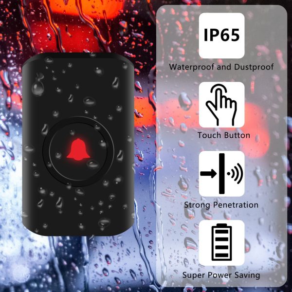 WB04 Wireless Waterproof Touch Doorbell Home Remote Door Bell, 1 Receiver and 1 Transmitter Online now