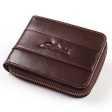 GUBINTU Top Layer Cowhide Leather Zipper Men Folding Wallet RFID Blocking Cards Cash Carrying Bag Sale