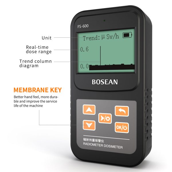 BOSEAN FS-600 Nuclear Radiation Detector Geiger Counter X-ray Beta Gamma Tester GM Counter Dose Rate Real-time Dosimeter Online Hot Sale