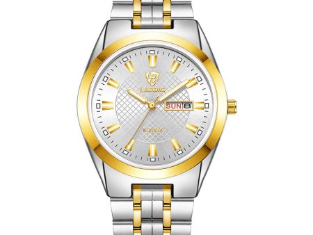 LIEBIG L1020 Couple Set Pair Wrist Watch Date Display Quartz Watch with Stainless Steel Strap Online Sale