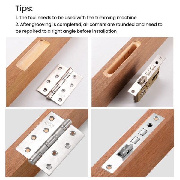 Wooden Door Hinge Hole Opener Hinge Positioning Slotter Multifunctional Hinge Lock Guide Plate Hole Opener with Spanner Bottom Cutter for Woodworking For Discount