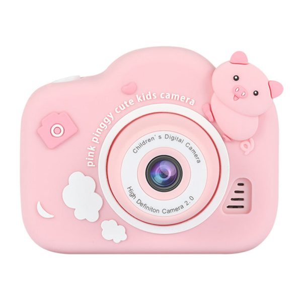 A15 Cartoon Pig 2.0 inch Screen Kids Camera Rechargeable HD Dual Lens Digital Camera Toy Sale