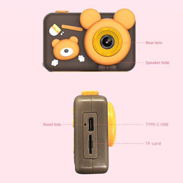 D32 2-inch Screen Children Camera Rechargeable HD Dual Lens Camera Toy with Silicone Cover and Tripod Cheap